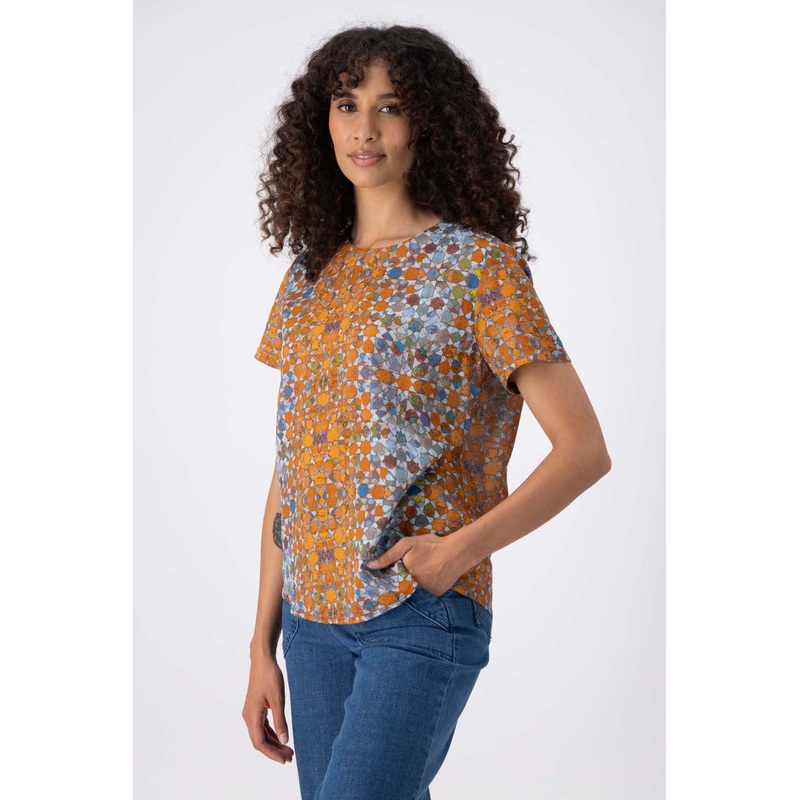 Kaleidoscope Top Orange in Seersucker