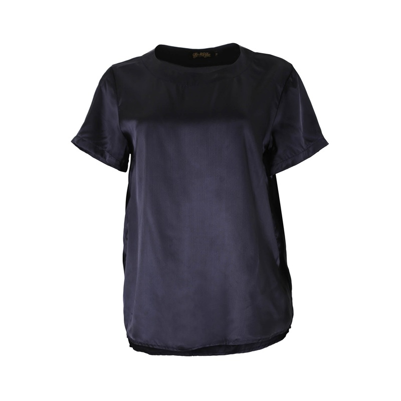 Lavender Fields Top Navy in Satin Twill