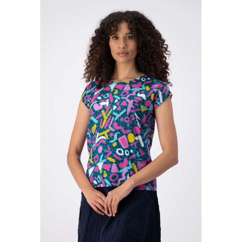 Wonderland Tee Turquoise in Seersucker