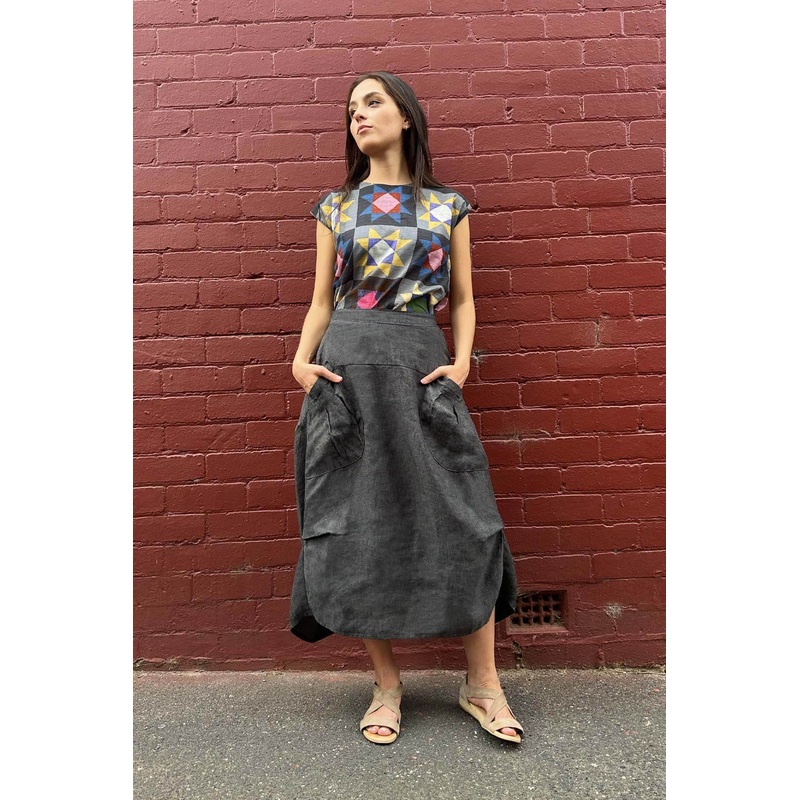 Milwaukee Alta Luxe Skirt Slate in Linen