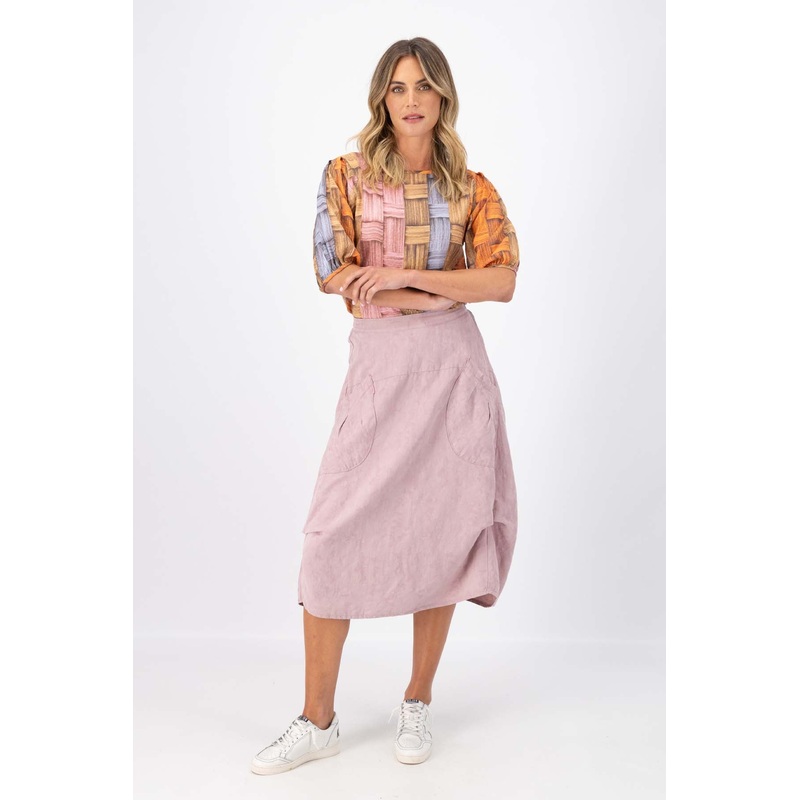 Milwaukee Del Arte Skirt Baby Pink in Demask Linen