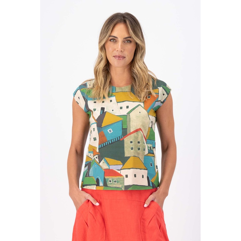 Pueblito Tee Green in Cotton