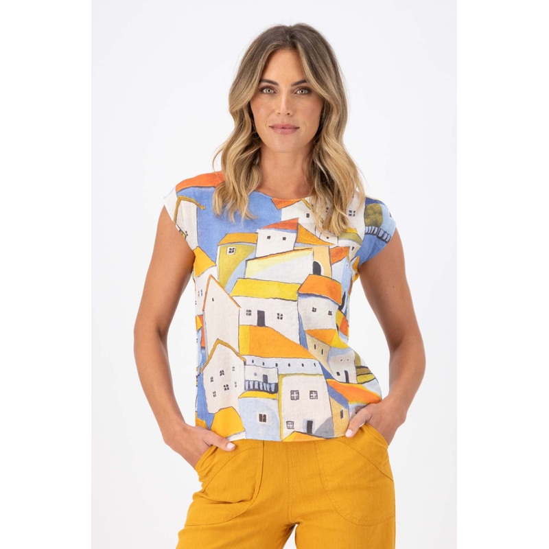 Pueblito Tee Orange in Seersucker