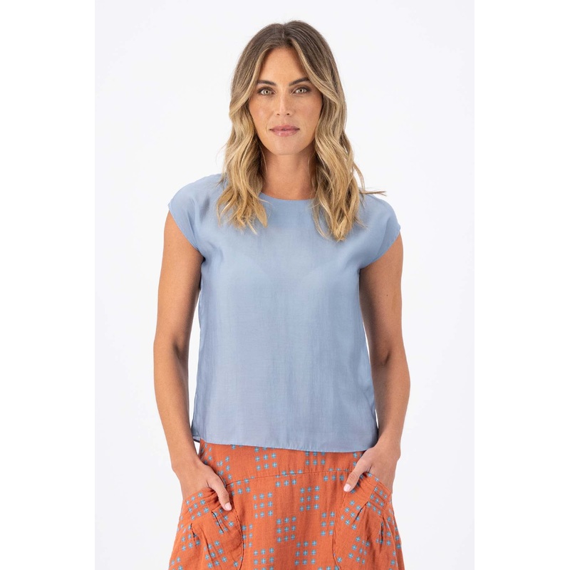 Skyscraper Tee Blue in Fine Tencel