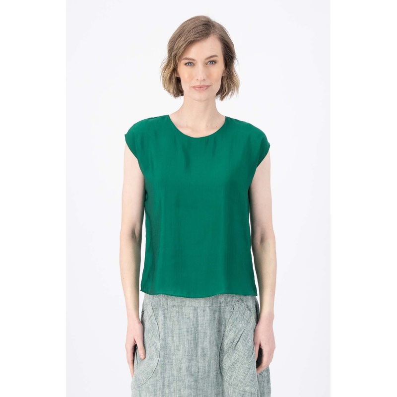 Skyscraper Tee Dark Green in Fine Tencel