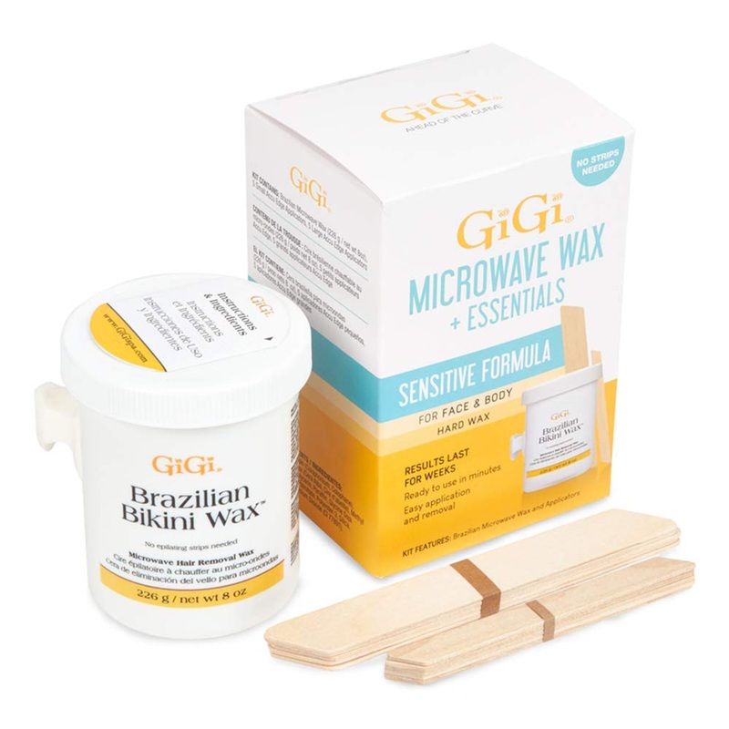 Gigi Microwave Wax & Essentials Sensitive Formula Brazilian Bikini Wax Kit