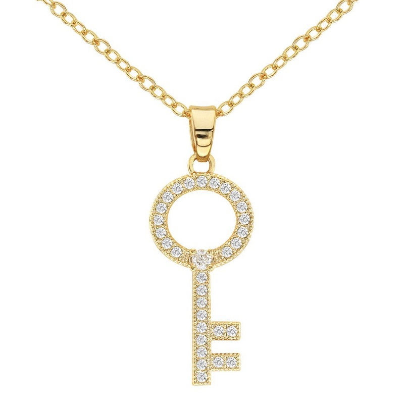 Cubic Zirconia Key Necklace