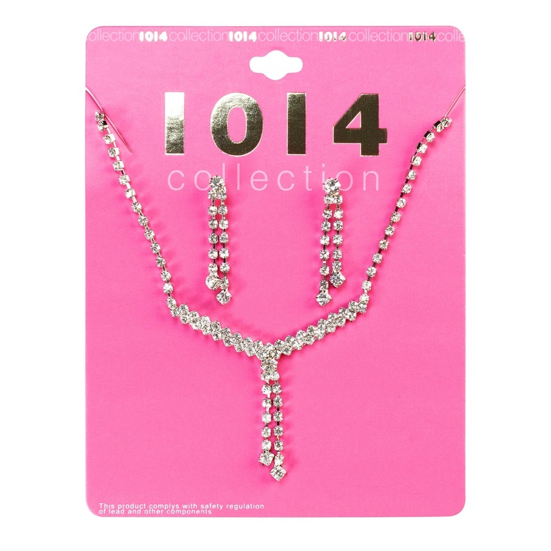 Rhinestone Necklace & Earrings Set DWWW847056912