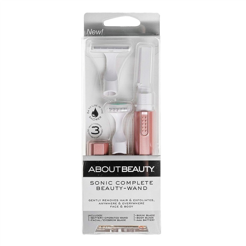 About Beauty Sonic Complete Beauty Wand Facial Razor & Exfoliator with 3 Blades