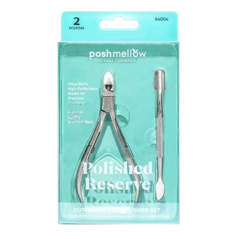 Posh Mellow Polished Reserve Cuticle Nipper & Pusher Set 2pcs