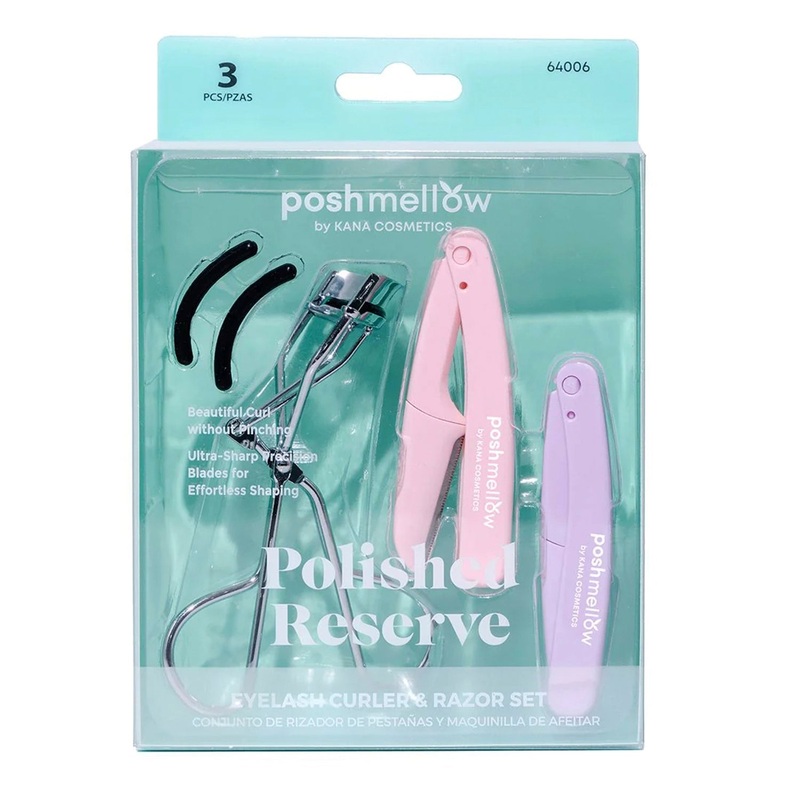 Posh Mellow Polished Reserve Eyelash Curler & Razor Set 3pcs