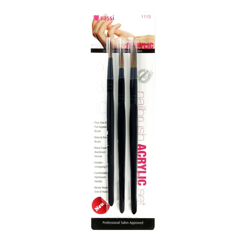 Sassi Nail Acrylic Brush Set 3pcs