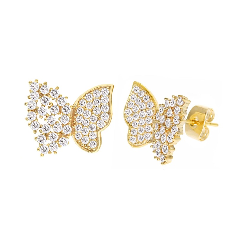 Cubic Zirconia Micro Pave Butterfly Earring
