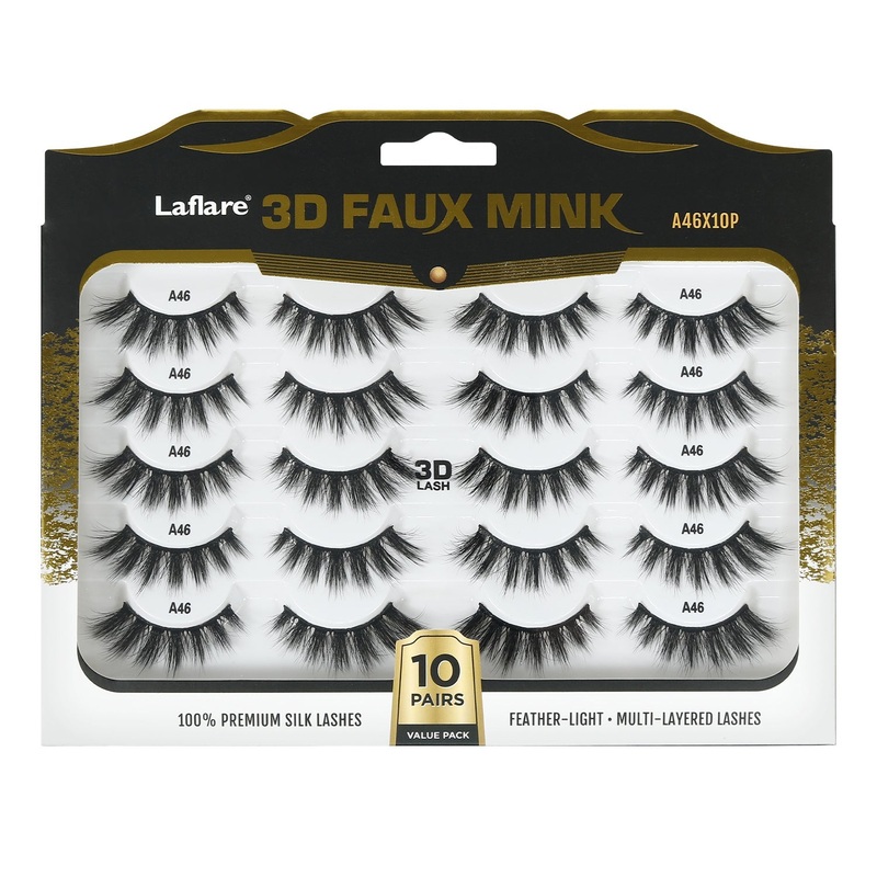 Laflare 3D Faux Mink Eyelashes Jumbo Pack 10 Pairs