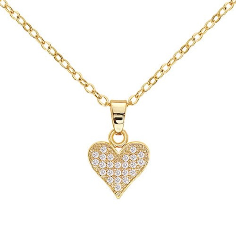 Cubic Zirconia Full Heart Pendant Necklace DWWW847054955