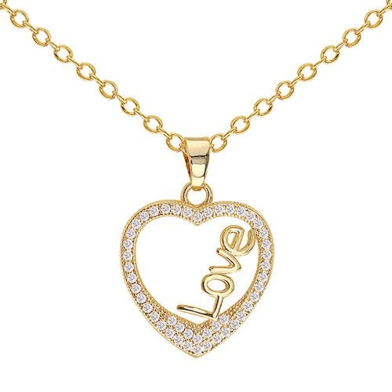 Cubic Zirconia Love In Heart Pendant Necklace