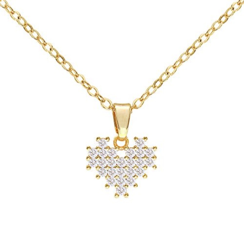 Cubic Zirconia Pixel Heart Pendant Necklace