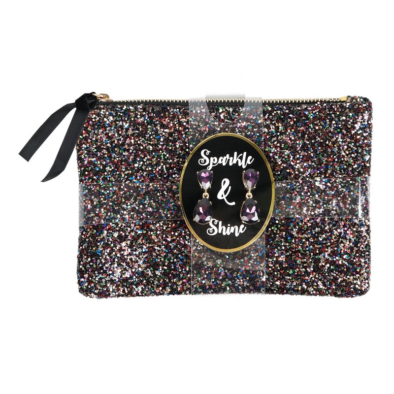 Sparkle n Shine Glitter Makeup Pouch n Earring