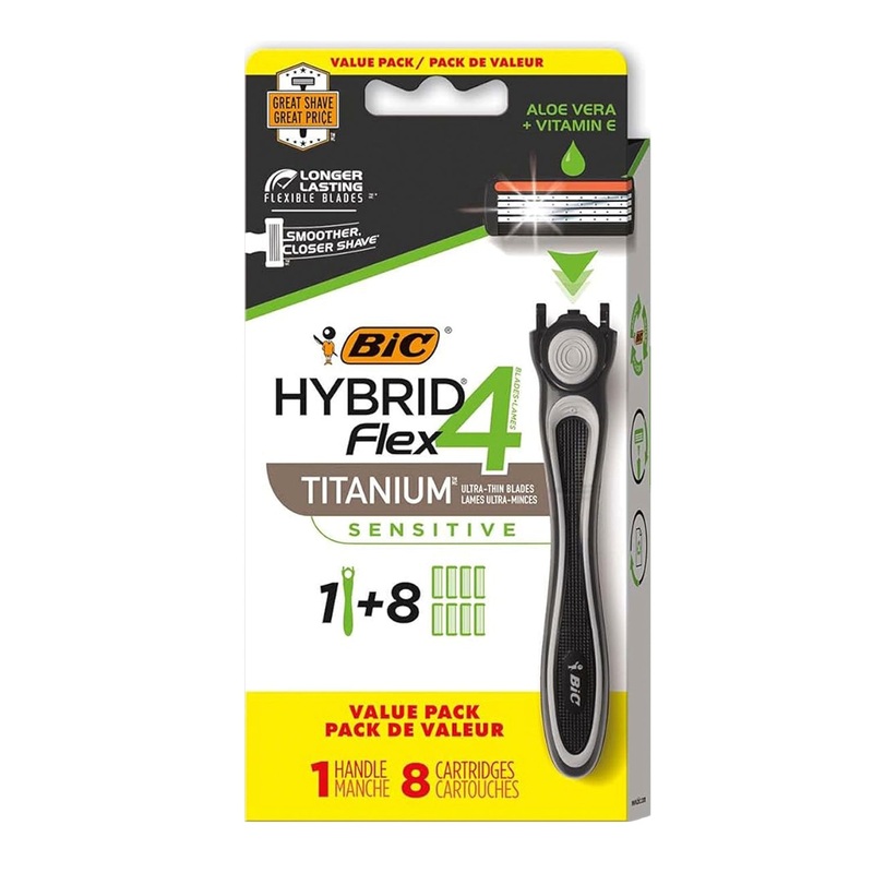 Bic Hybrid Flex 4 Titanium 1 Handle with 8 Blades Value Pack