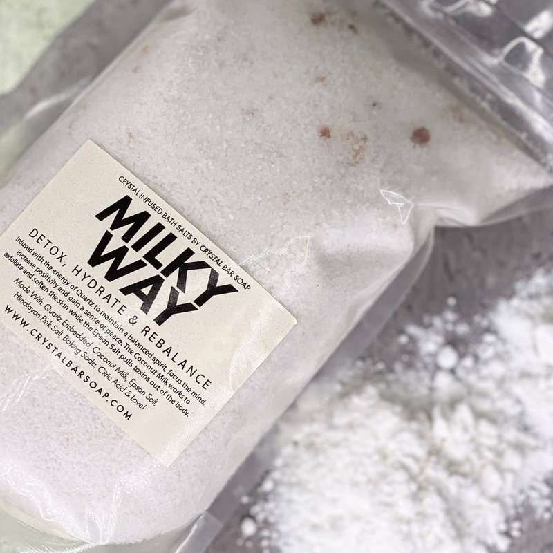 Crystal Bar Soap Milky Way – Clear Quartz Crystal Infused Bath Salt
