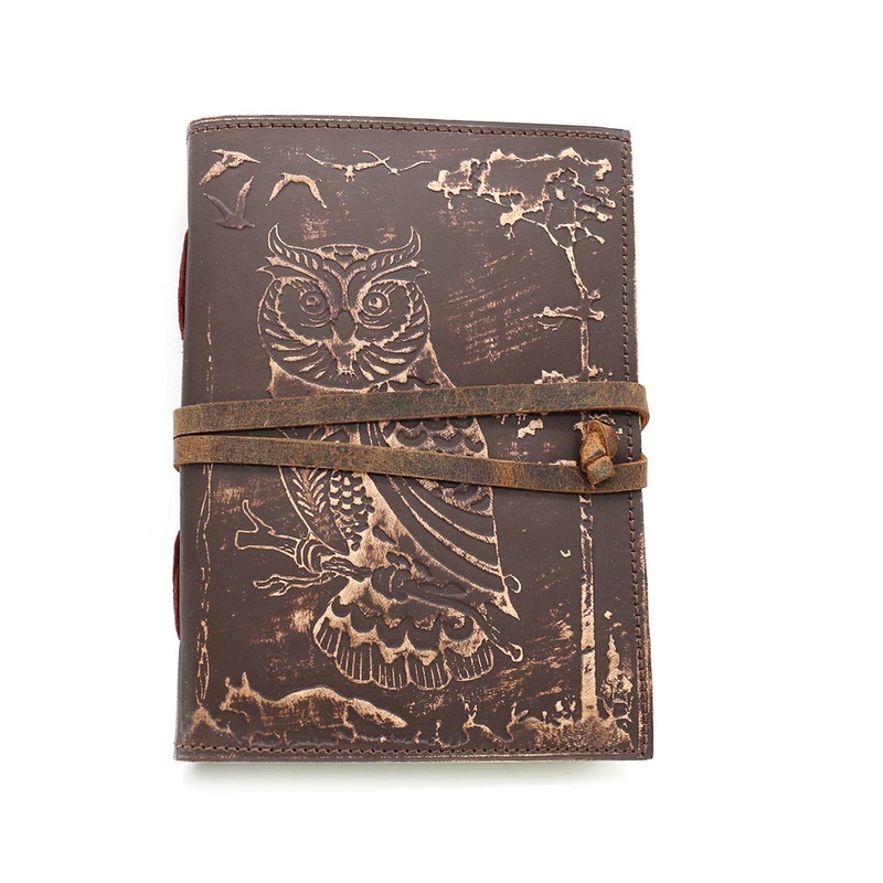 Designs By Deekay Owl Embossed Leather Blank Journal