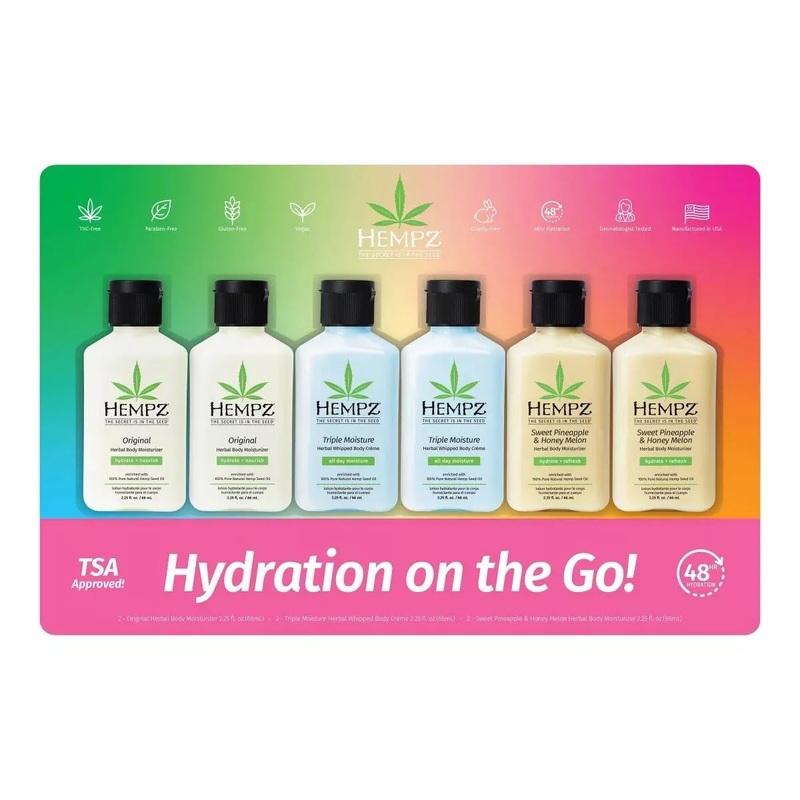 HEMPZ Hydration on the Go, Herbal Body Moisturizer & Whipped Body Creme (6 pack)