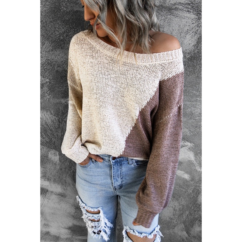 Asymmetric Colorblock Knitted Sweater