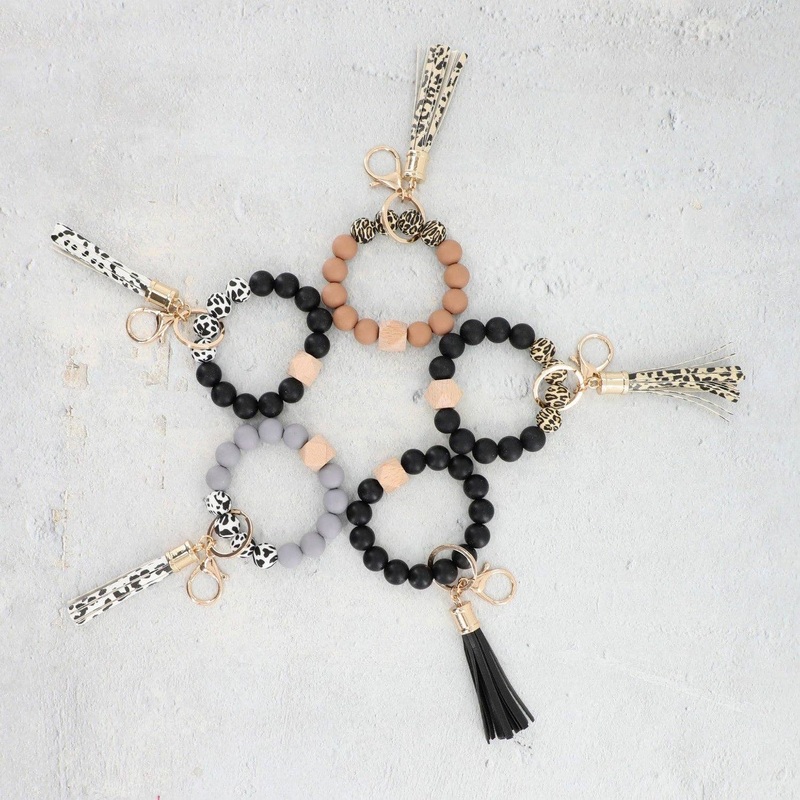 Silicone Beaded Key Ring Bangle