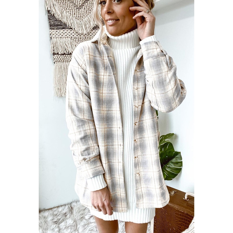 Turnd-down Collar Plaid Shirt