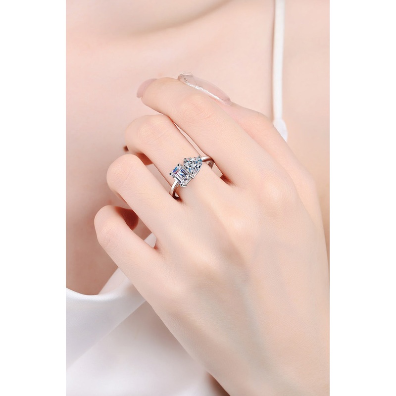 Rhodium-Plated 2 Carat Moissanite Ring