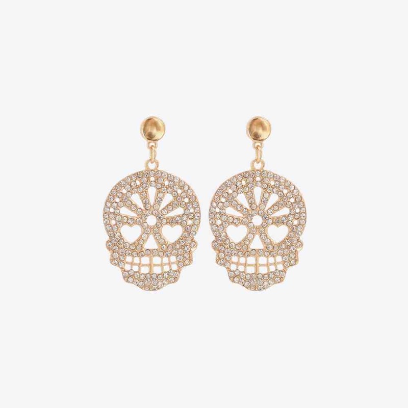 Skull Rhinestone Alloy Earrings JUI87419692317