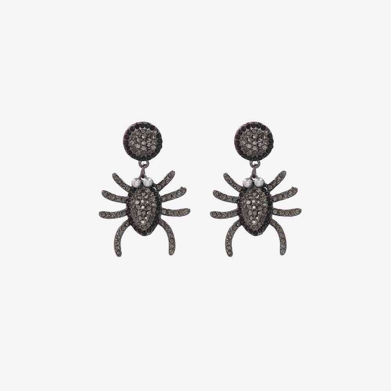 Spider Rhinestone Alloy Earrings JUI87419692316