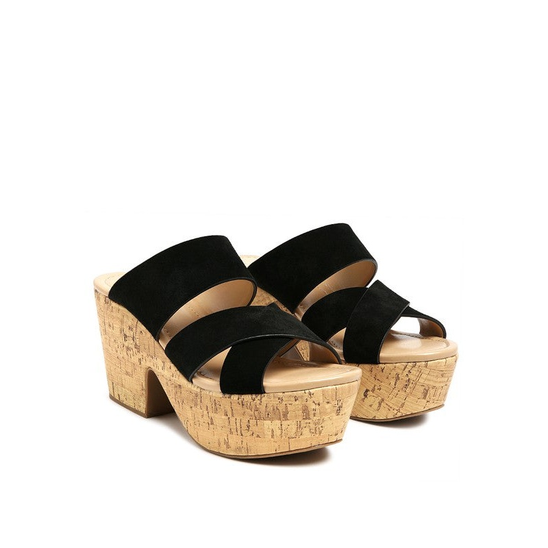 GERD BLOCK HEELED SUEDE SLIP-ON SANDAL