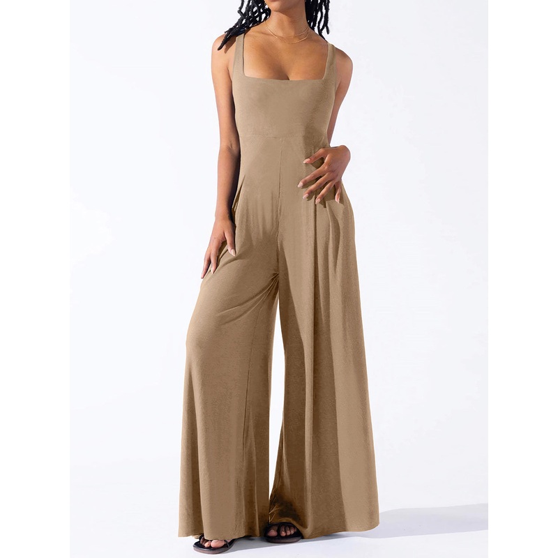 Square Neck Wide Strap Jumpsuit