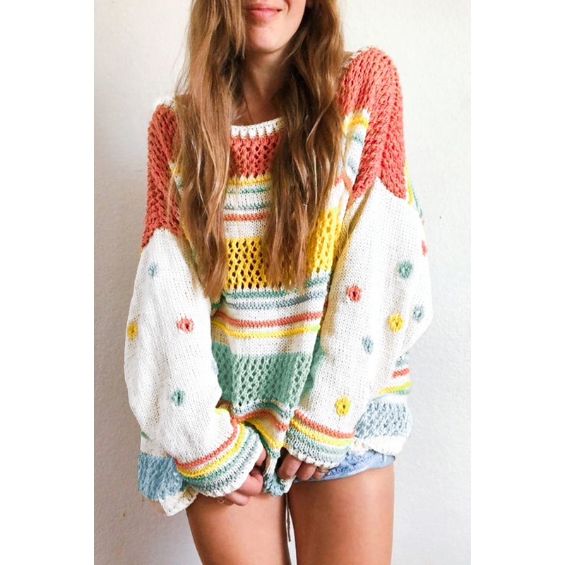 Wholesale Multicolor Knitted Pullover Long Sleeve Cute Sweater